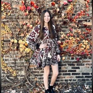 Free People Ivory Combo Dress NWT. Boho Theme Size Small. Stunning